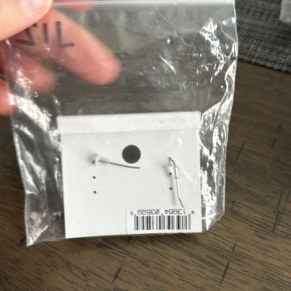 J12. CHARTER CLUB - Silver Disc Brown Blue Beaded Dangle Hook Earrings NEW - Picture 2 of 2